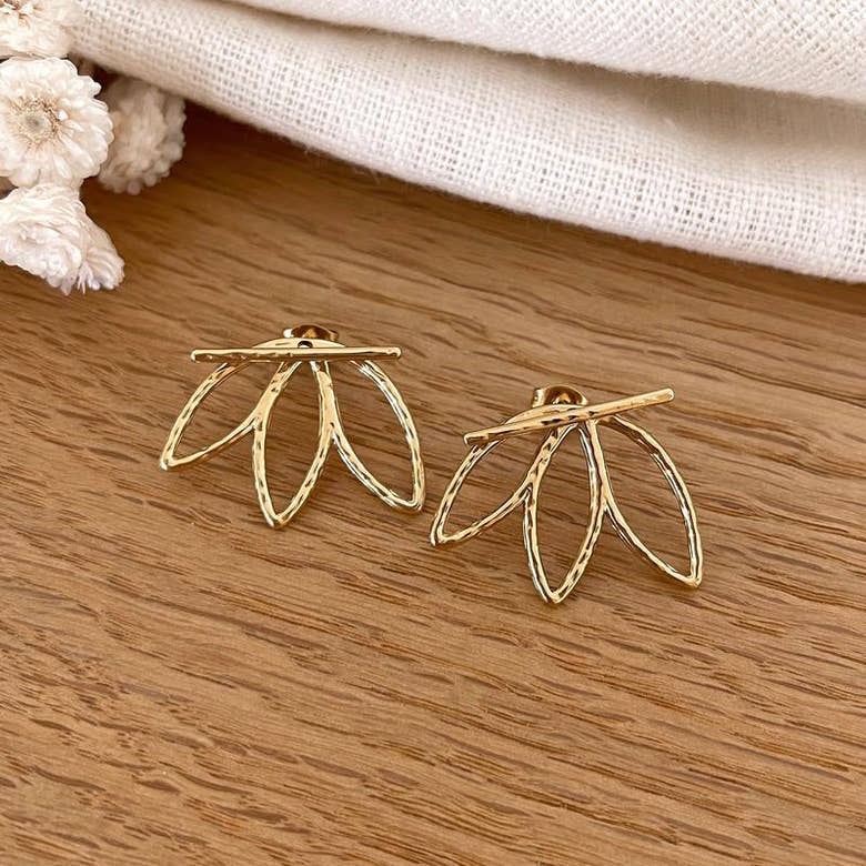 Boucles d'oreilles "Lotus" acier, vue 2