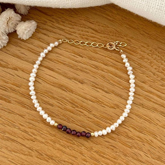 Bracelet "Emilda" rubis plaqué or