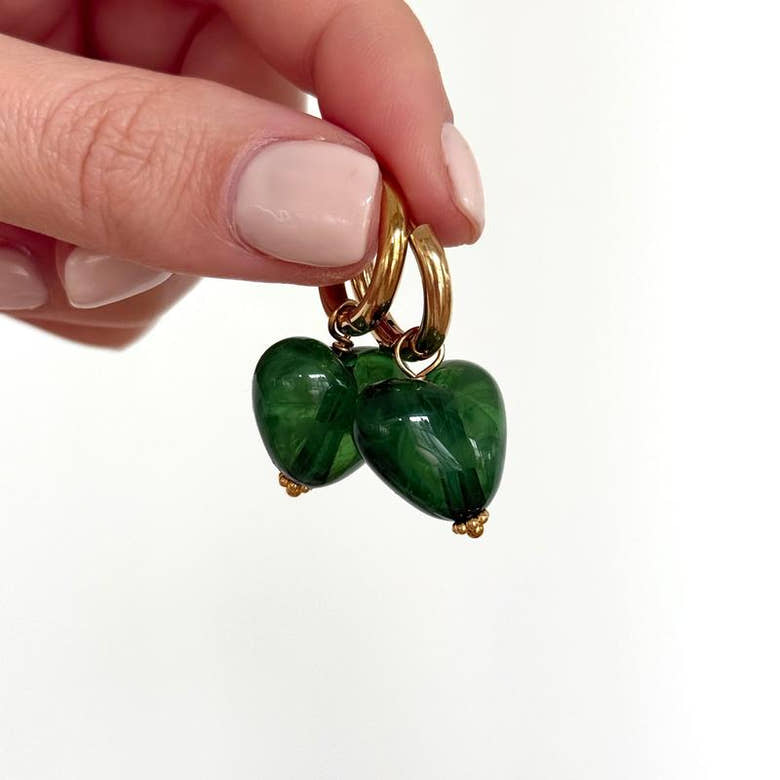 Créoles "Cléo" vert acier, vue 3