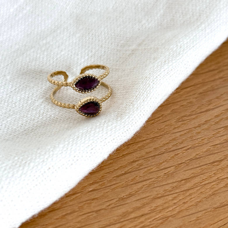 Bague "Neliora" prune acier, vue 2