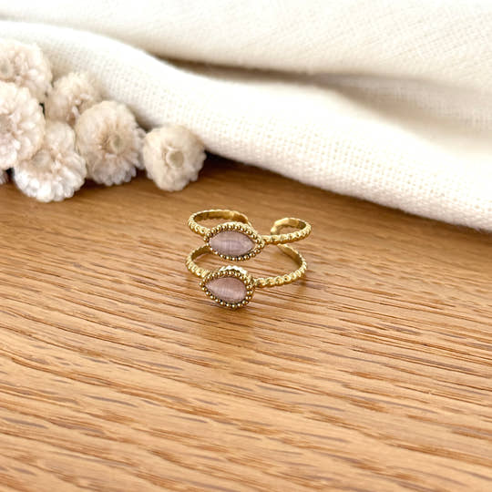 Bague "Neliora" rose acier