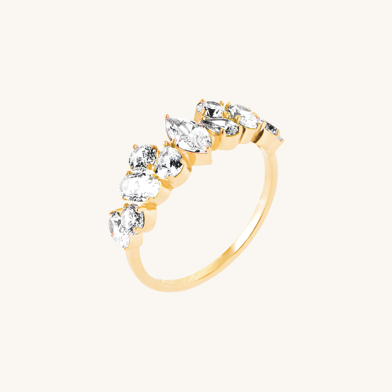 Bague "Reine" plaqué or, vue 3