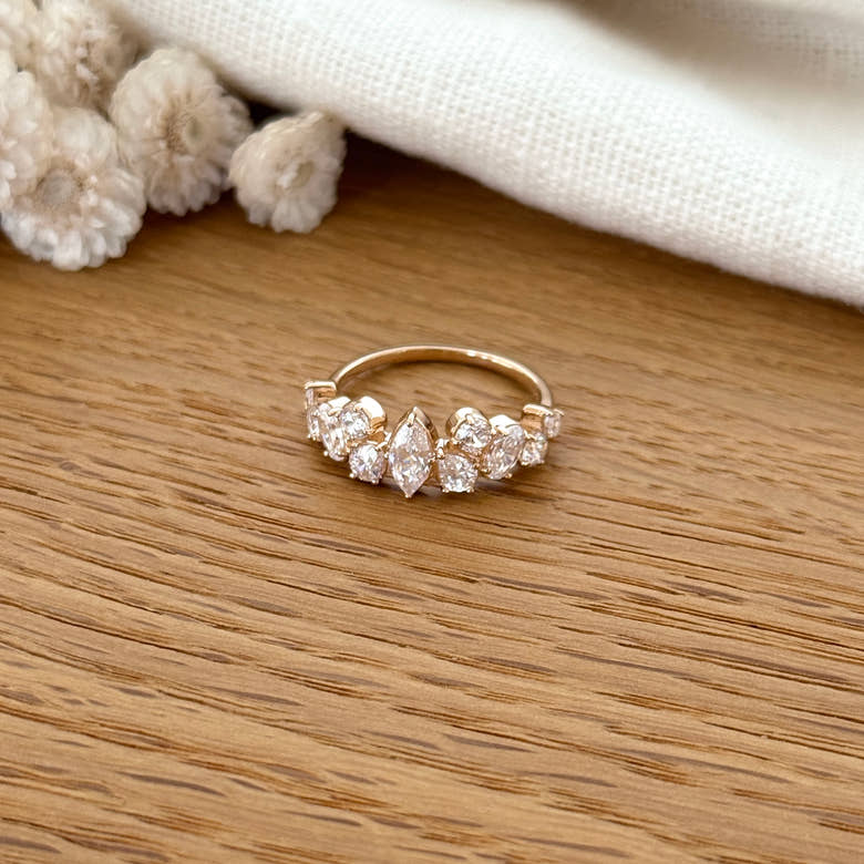 Bague "Reine" plaqué or, vue 2