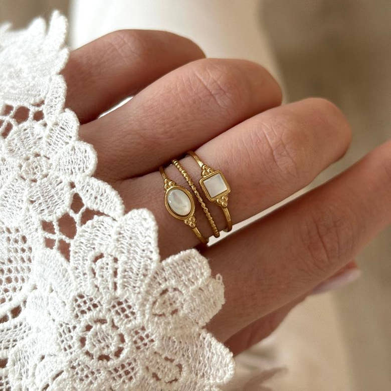 Bague "Amara" Nacre acier, vue 2