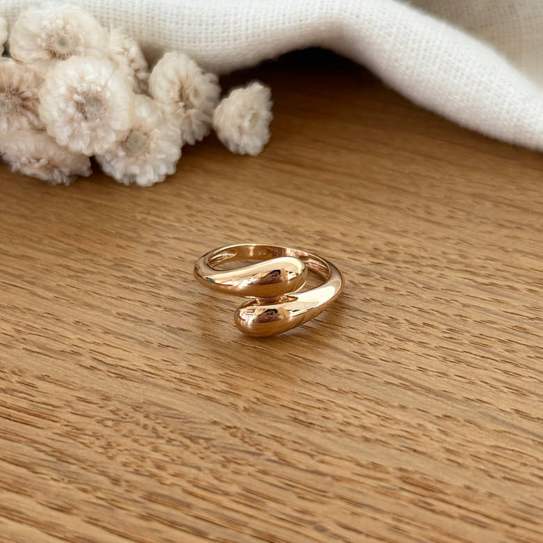 Bague "Gaby" plaqué or, vue 2