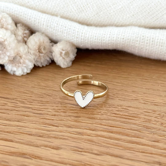 Bague "Louka" blanc acier