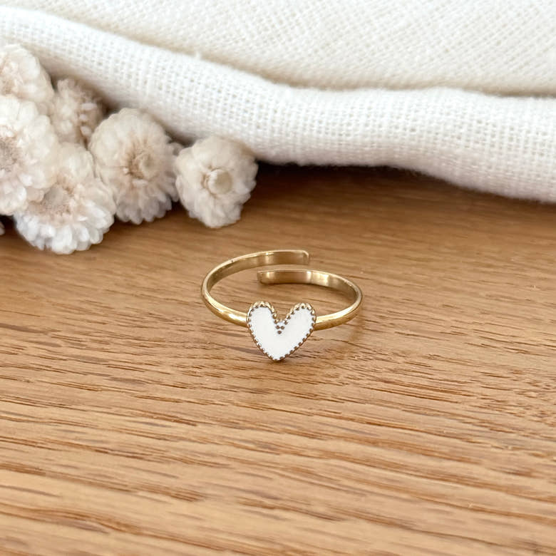 Bague "Louka" blanc acier
