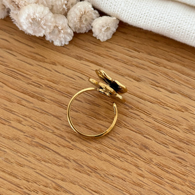 Bague "Trèfle" acier, vue 3