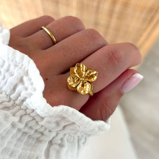 Bague "Trèfle" acier