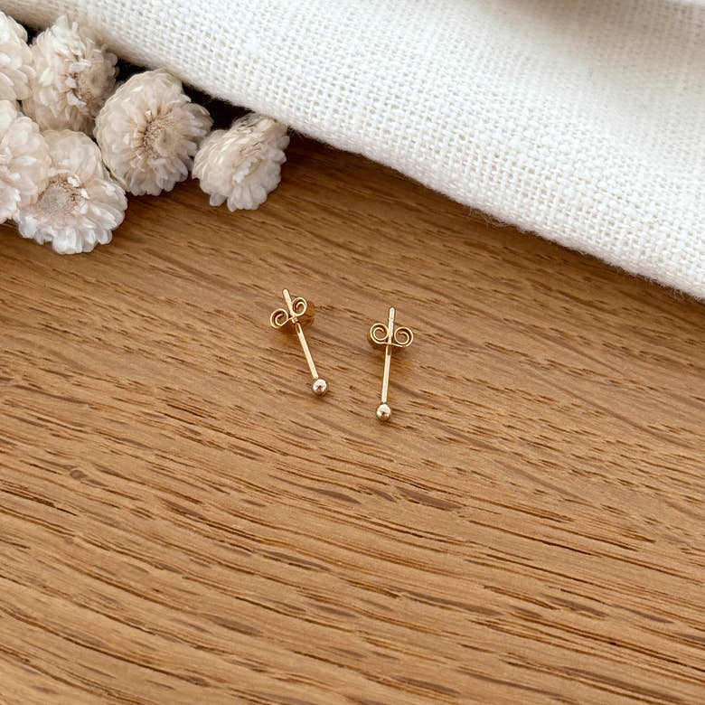 Boucles d'oreilles "Bille 2mm" plaqué or