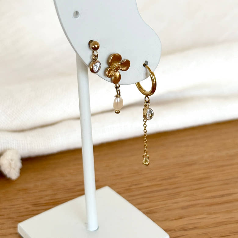 Set de boucles d'oreilles "Délicate" acier, vue 2