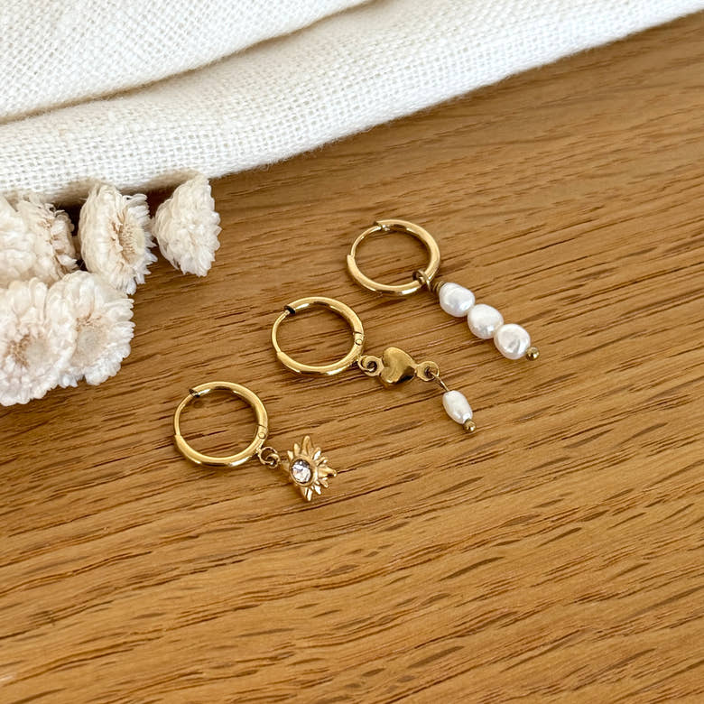 Set de boucles d'oreilles "Eclat" acier, vue 2