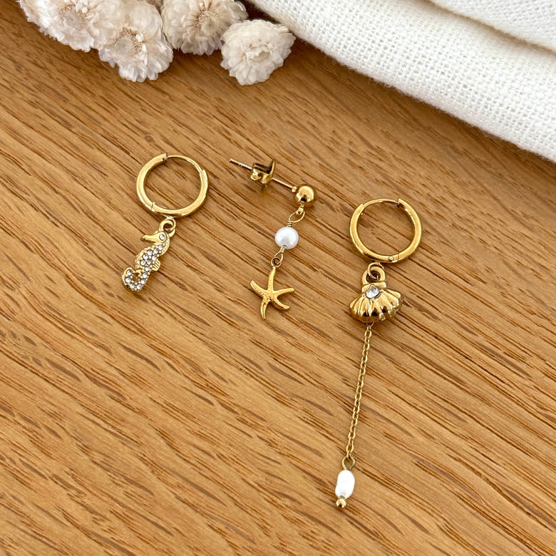 Set de boucles d'oreilles "Marin" acier, vue 2