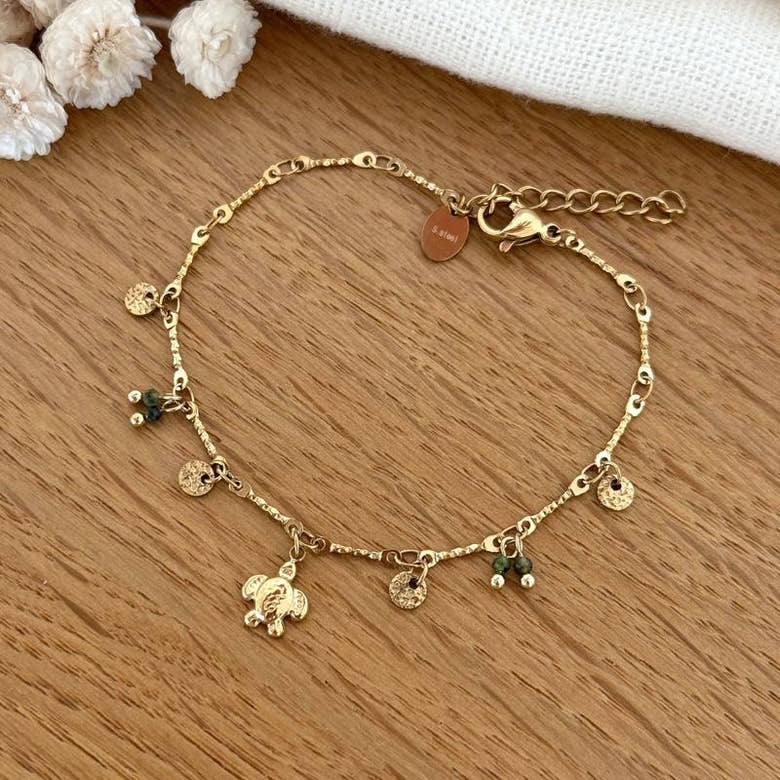 Bracelet "Tortue" vert acier, vue 2