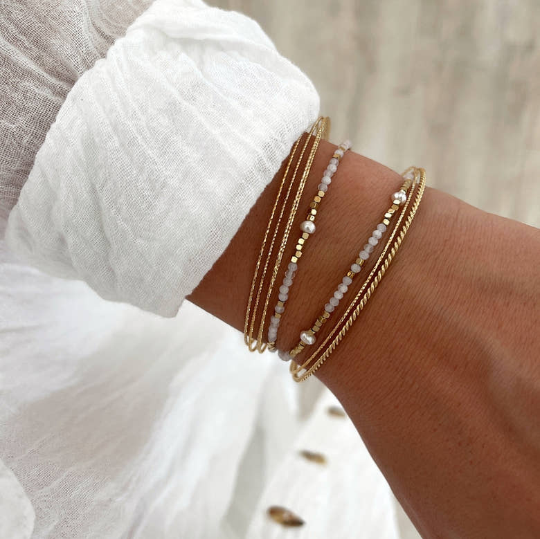 Bracelet "Wallis" agate blanche acier, vue 2