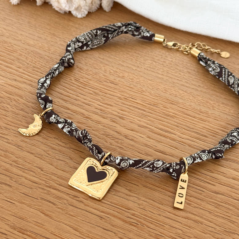Collier foulard "Charline" acier, vue 2