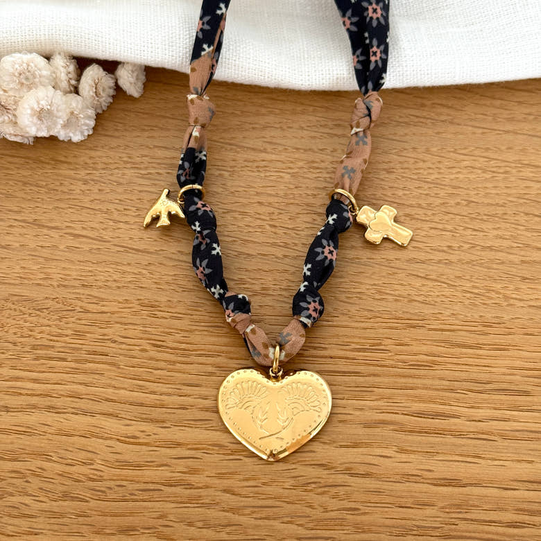 Collier foulard "Claire" acier, vue 2