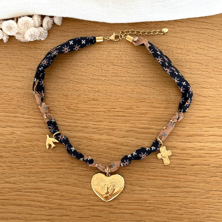 Collier foulard "Claire" acier, vue 3