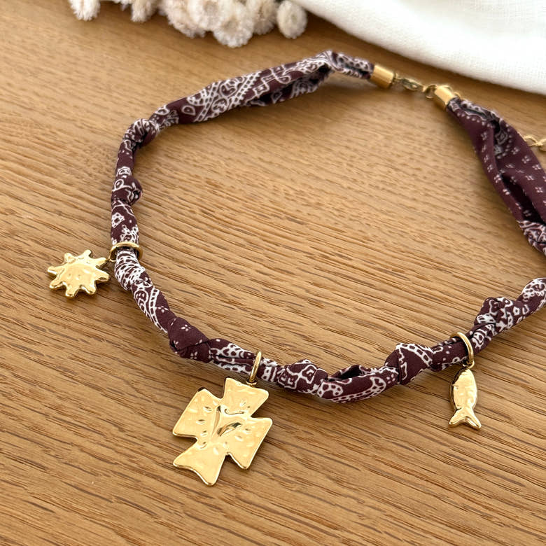 Collier bandana "Rick" acier, vue 2