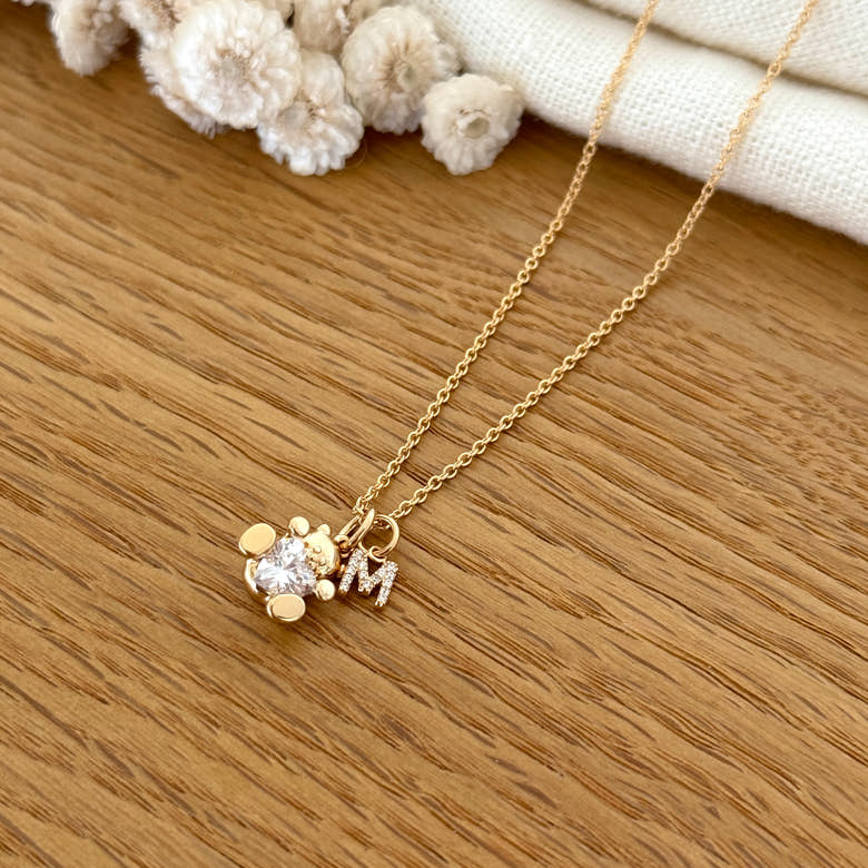 Collier "Ourson initial" plaqué or, vue 2