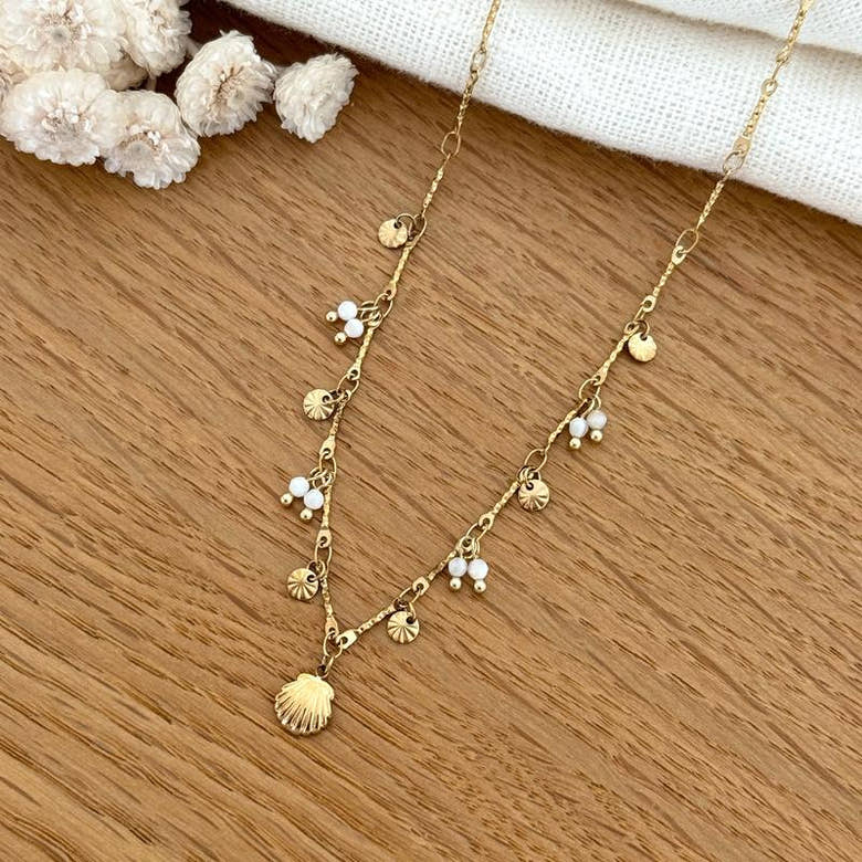 Collier "Coquillage" blanc acier, vue 2