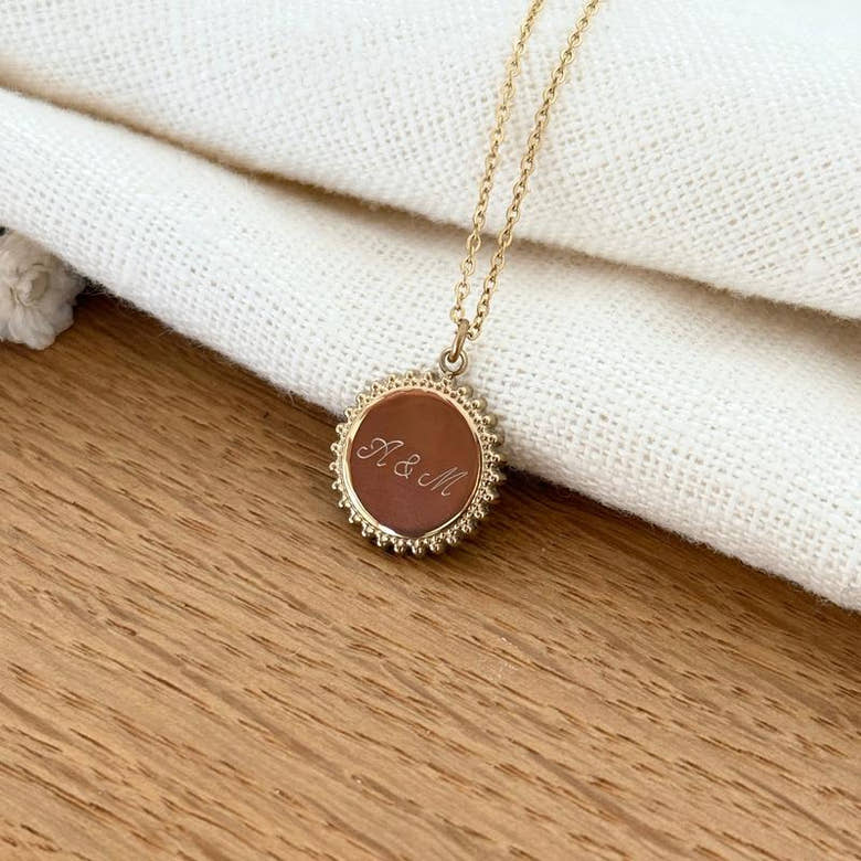 Collier "Médaille" acier doré, vue 2