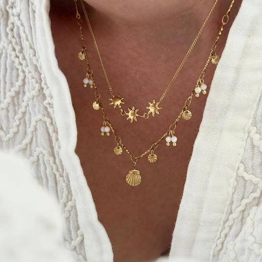 Collier "Coquillage" blanc acier