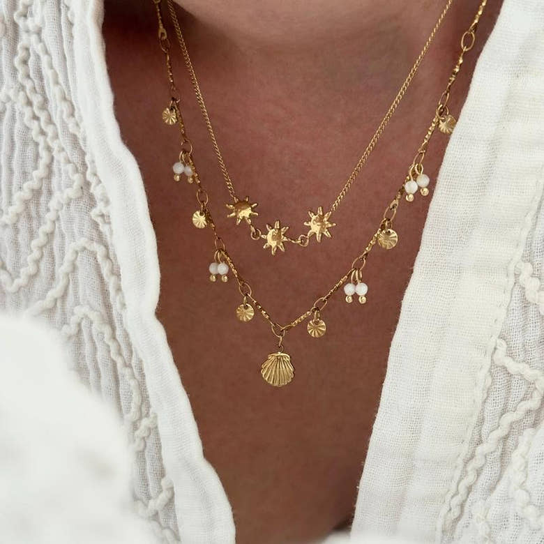 Collier "Coquillage" blanc acier