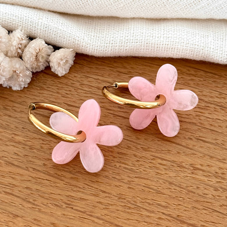 Créoles "Maria" rose acier