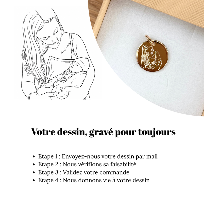 Collier "Médaille" 1,5cm plaqué or, vue 4