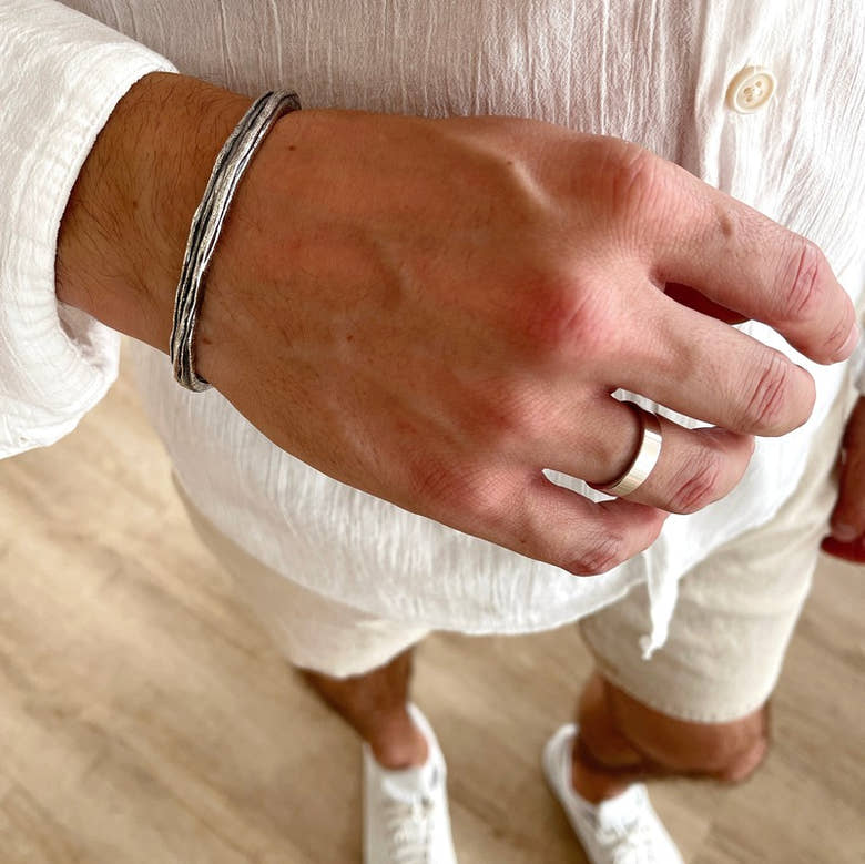 Bague "Basile" argent, vue 3