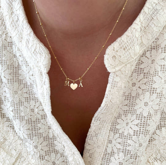 Collier "Initial" coeur plaqué or