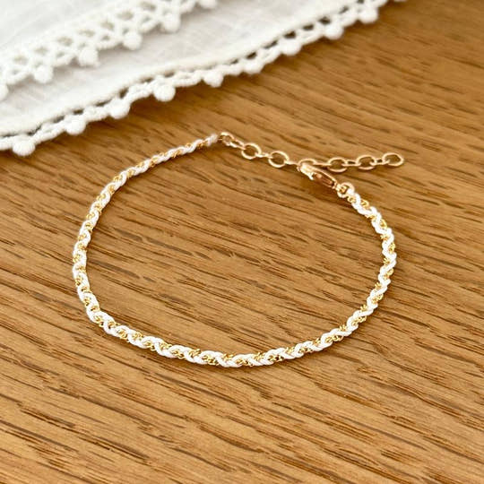 Bracelet "Soy" blanc plaqué or