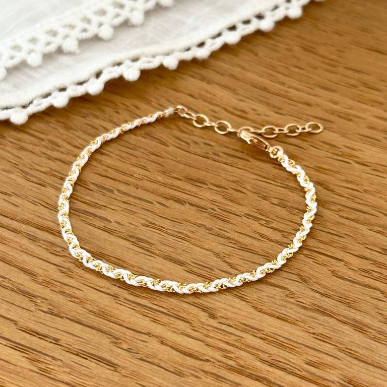 Bracelet "Soy" blanc plaqué or
