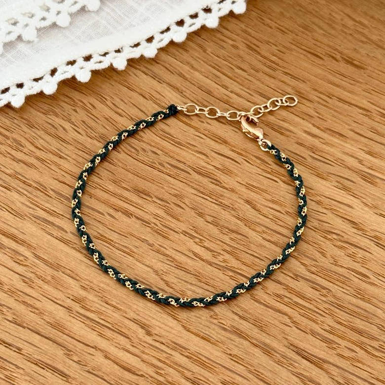 Bracelet "Soy" vert plaqué or
