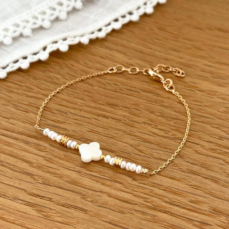 Bracelet "Felicie" nacre plaqué or, vue 3