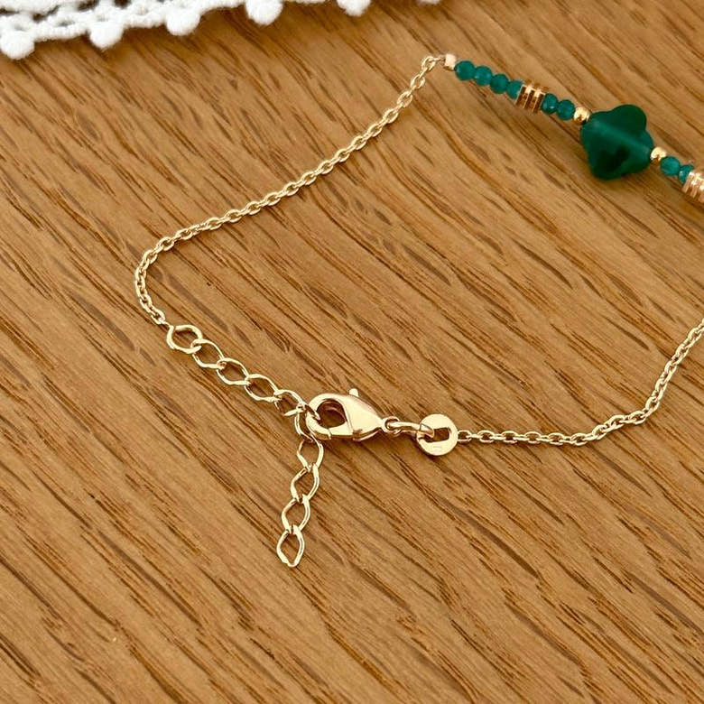 Bracelet "Felicie" vert plaqué or, vue 3