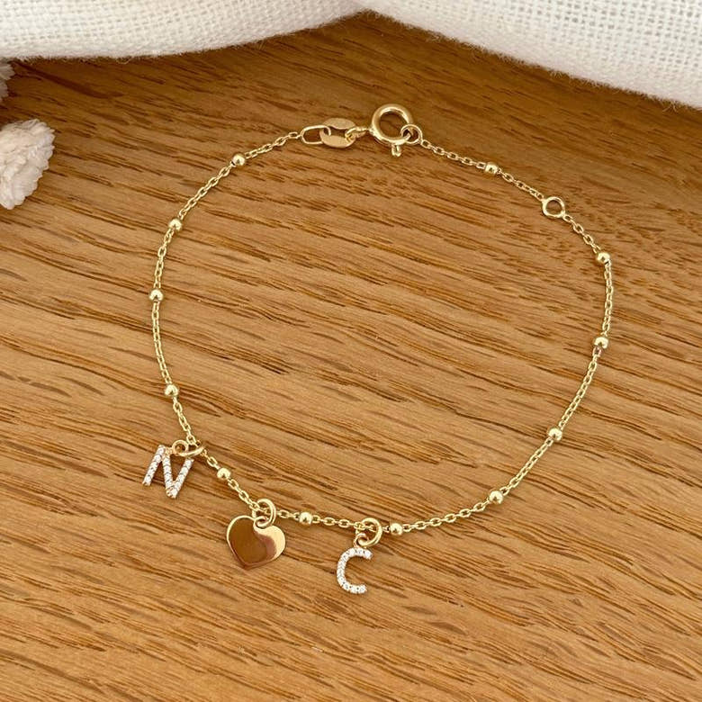 Bracelet "Luce" cœur plaqué or, vue 2