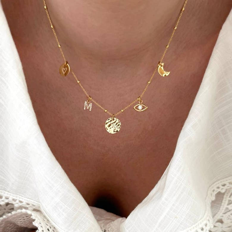 Collier charms personnalisable plaqué or, vue 2