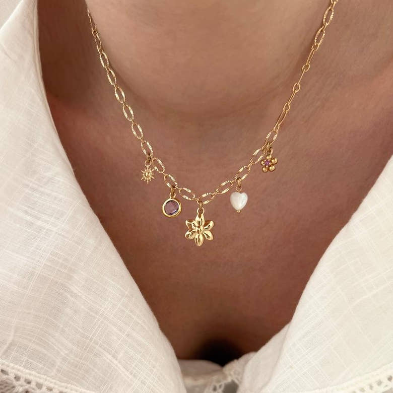 Collier charms personnalisable plaqué or, vue 3
