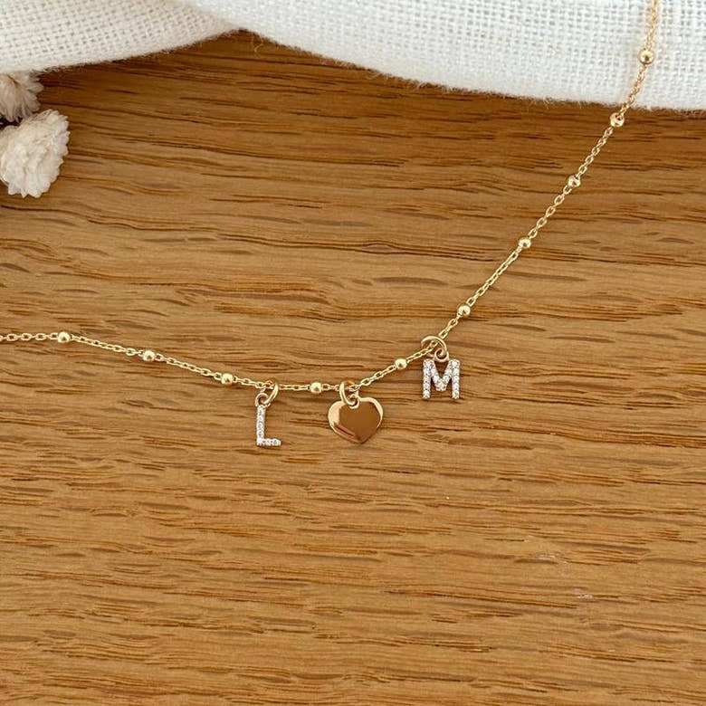 Collier "Luce" coeur plaqué or, vue 2