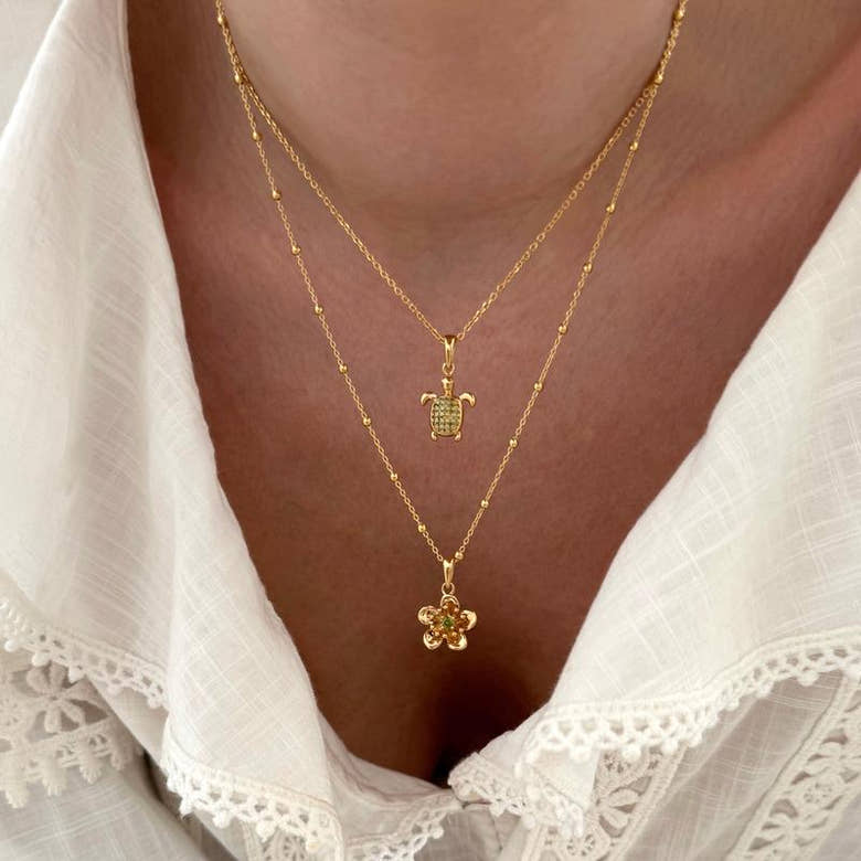 Collier "Maina" plaqué or, vue 2