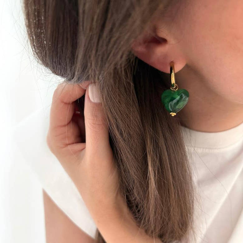 Créoles "Cléo" vert acier, vue 2