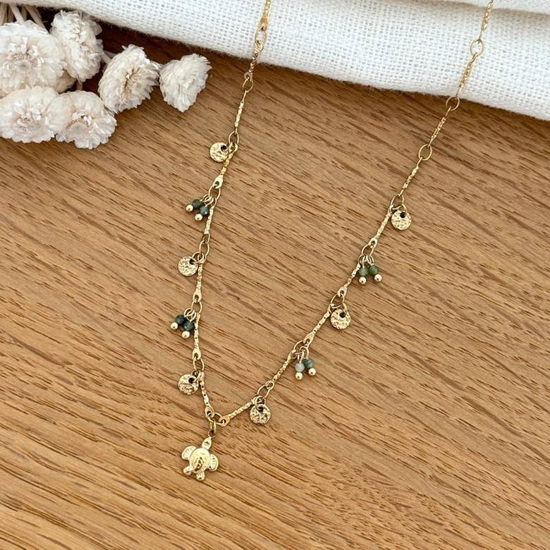 Collier "Tortue" vert acier, vue 4