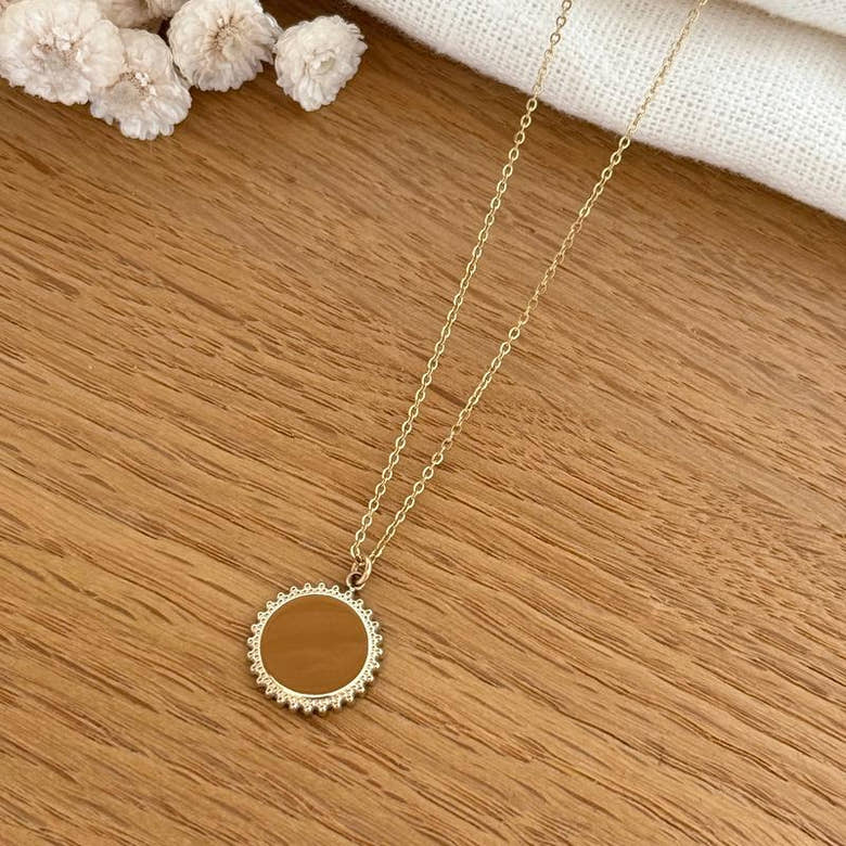 Collier "Médaille" acier doré, vue 3