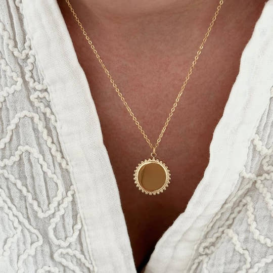 Collier "Médaille" acier doré