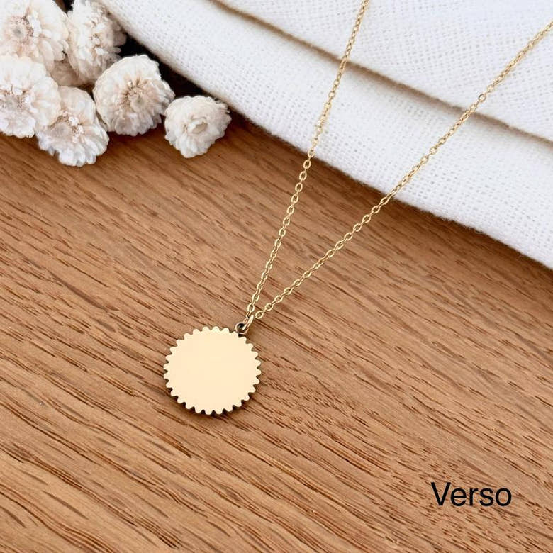 Collier "Médaille" acier doré, vue 4