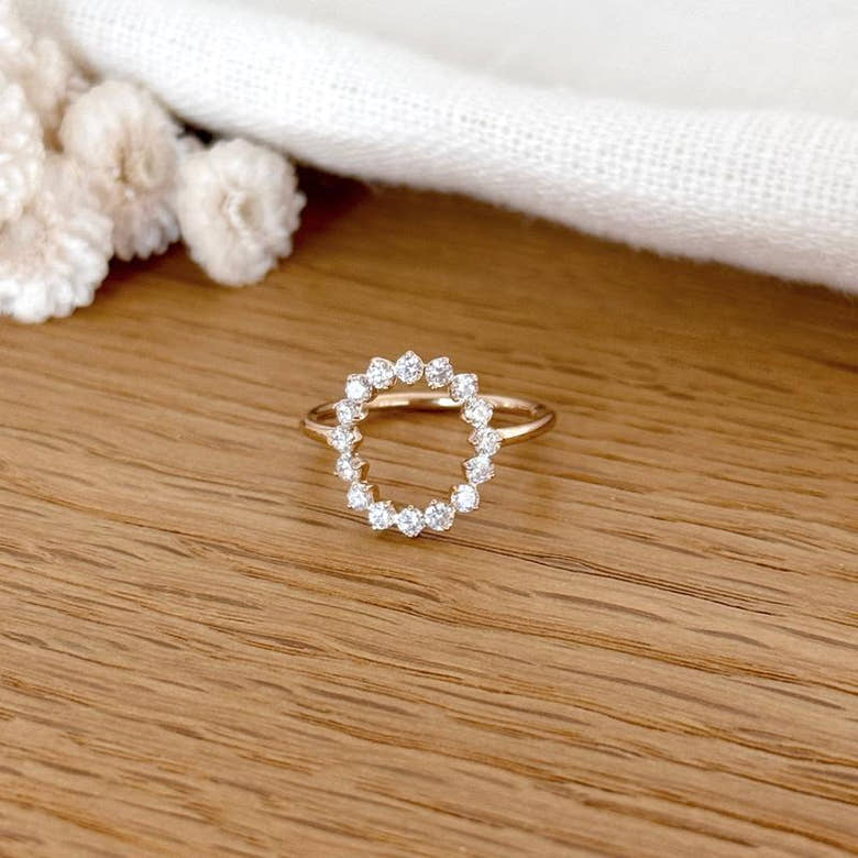 Bague "Solene" plaqué or, vue 2