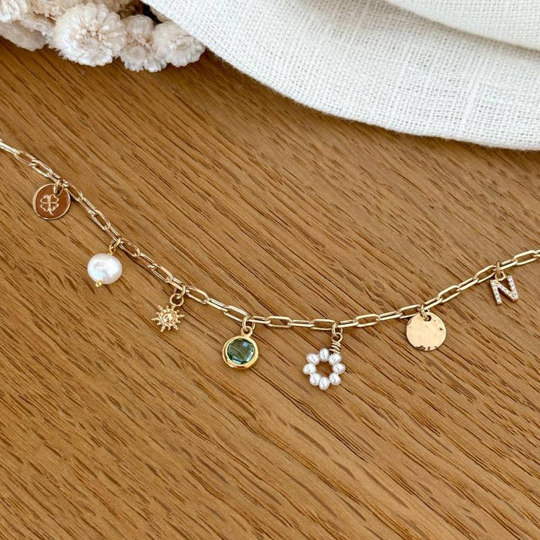 Collier charms personnalisable plaqué or, vue 4