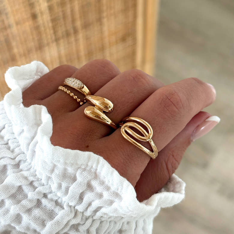 Bague "Romy" plaqué or, vue 3